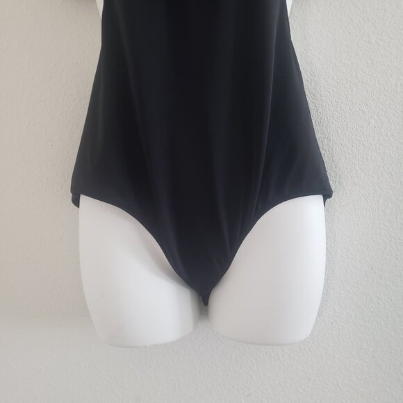 Victoria's Secret One Piece Swimsuit Large Black Cutout Ruffle Romantic Feminine - Picture 8 of 9